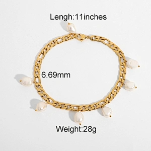 Stainless Steel Anklet Figaro Pearl Pendant Anklet Women