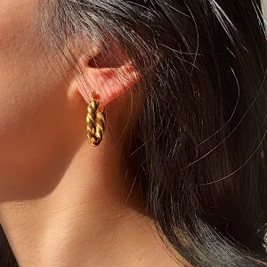 Wholesale Gold Stainless Steel C Shape Metal Hoop Earrings