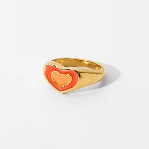 Fashion Cute Steel Metal Heart Ring Titanium Steel Ring