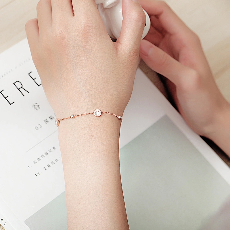 Stainless Steel Rose Gold Roman Numerals Ladies Bracelet