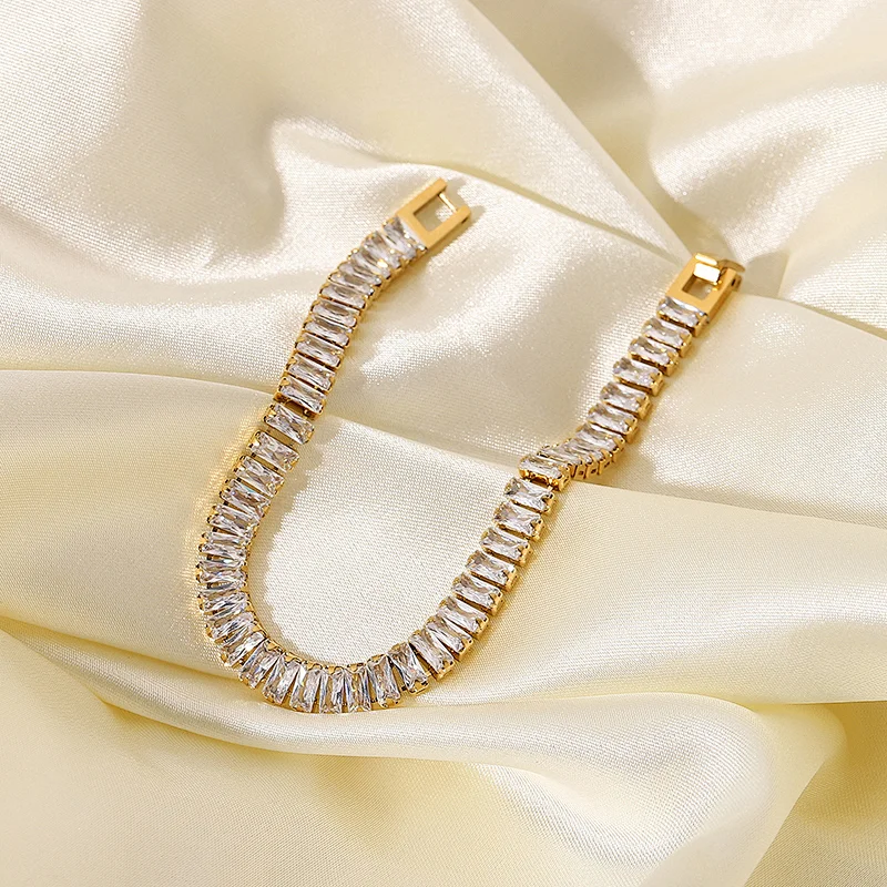 Fashion Stainless Steel Bracelet Cubic Zirconia Womens Jewelry