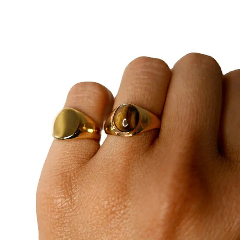 Women Glossy Handmade Stainless Steel Jewelry Ring