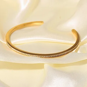 Simple Zircon Bracelet Stainless Steel Open Bracelet