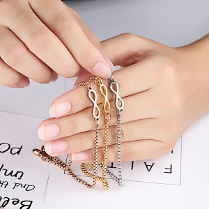 Stainless Steel Rose Gold Adjustable Infinity 8 Bracelet