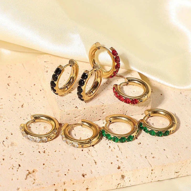 Women Round Crystal Steel Post Earrings Customize
