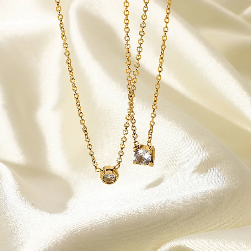 Simple Cz Diamond Small Pendant Women Necklace Custom