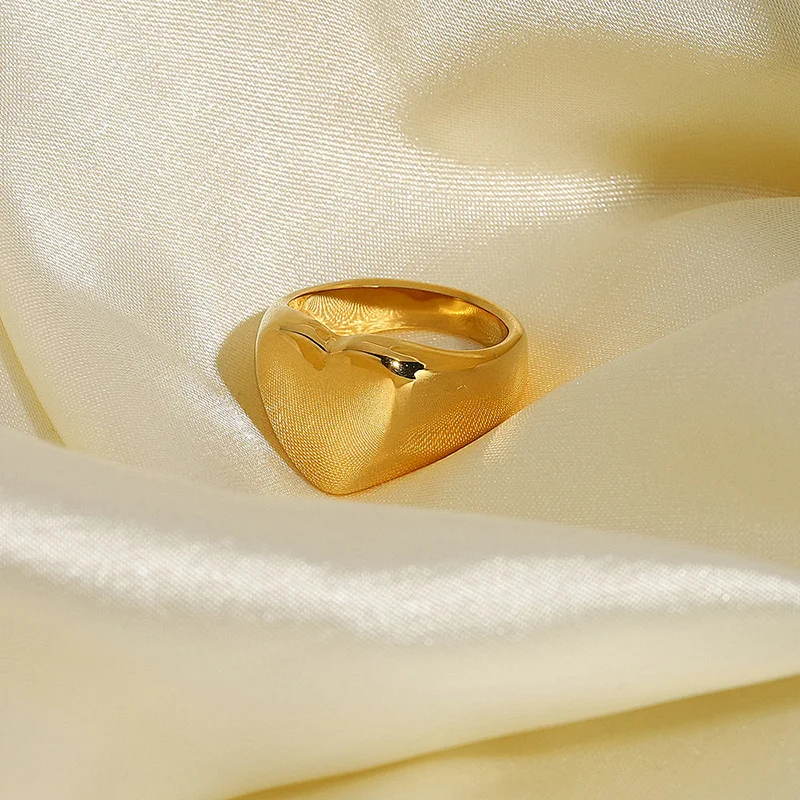 18K Gold Plated Heart Ring Stainless Steel Heart Ring