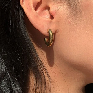 Simple Titanium Steel Gold Post Hoops Earrings Customize