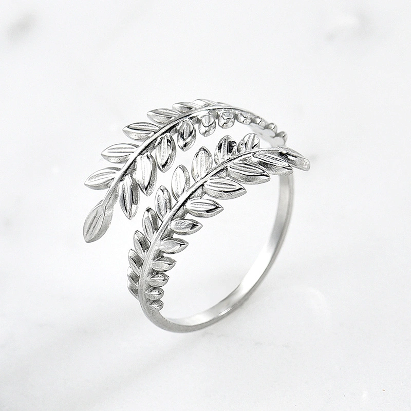 Adjustable Stainless Steel Olive Leaf Rings For Women