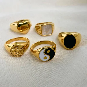 Stainless Steel Ring 18K Gold Metal Titanium Steel Heart Ring