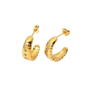 Women Eight Awn Star Crystal Steel Post Earrings Customize