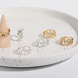 Basic Hollow Heart Ring Gold And Silver Color Manufacturer