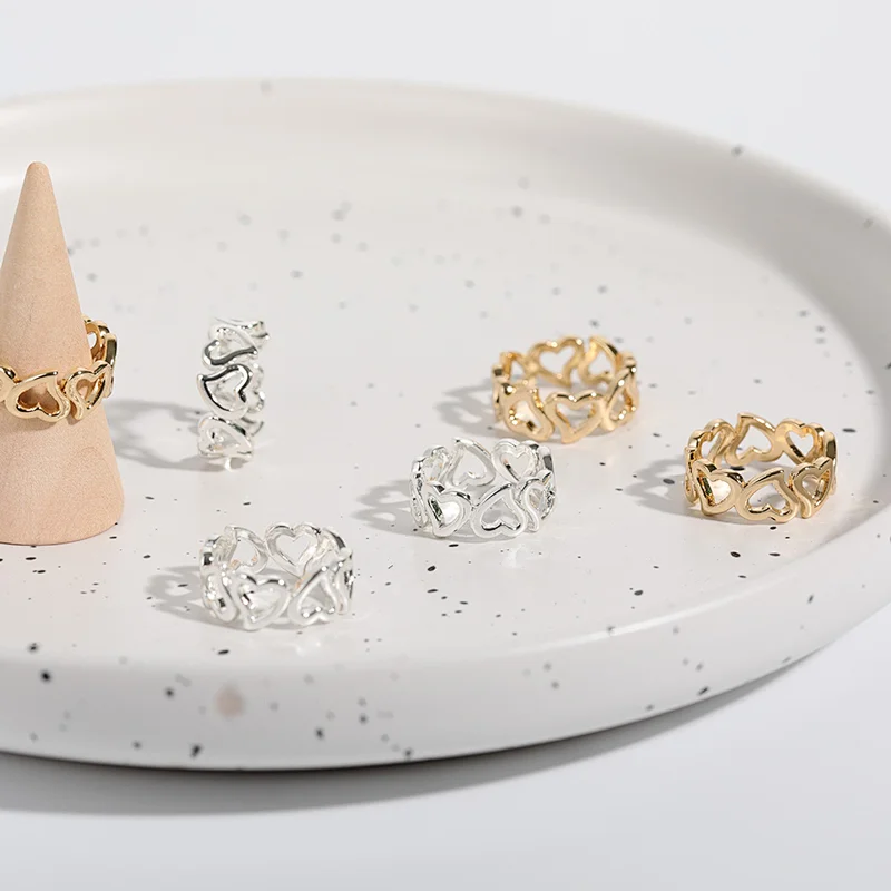Basic Hollow Heart Ring Gold And Silver Color Manufacturer