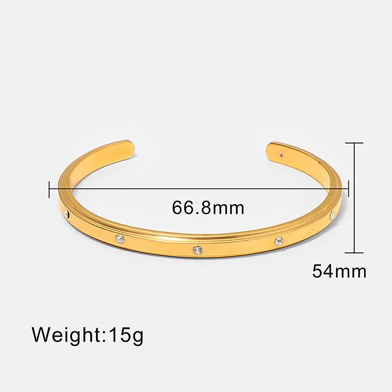 Simple Zircon Bracelet Stainless Steel Open Bracelet