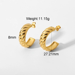 Fashion Steel Stud Earrings Gold Plated Circle Earrings
