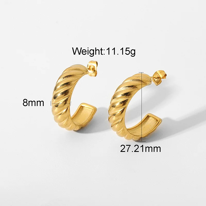 Fashion Steel Stud Earrings Gold Plated Circle Earrings