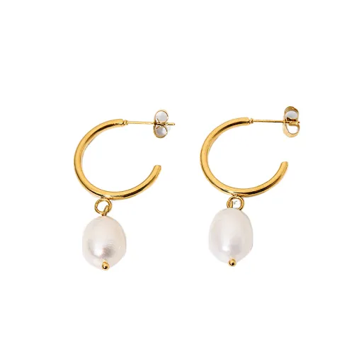 Retro Freshwater Pearls Earrings C Shape Earrings Women