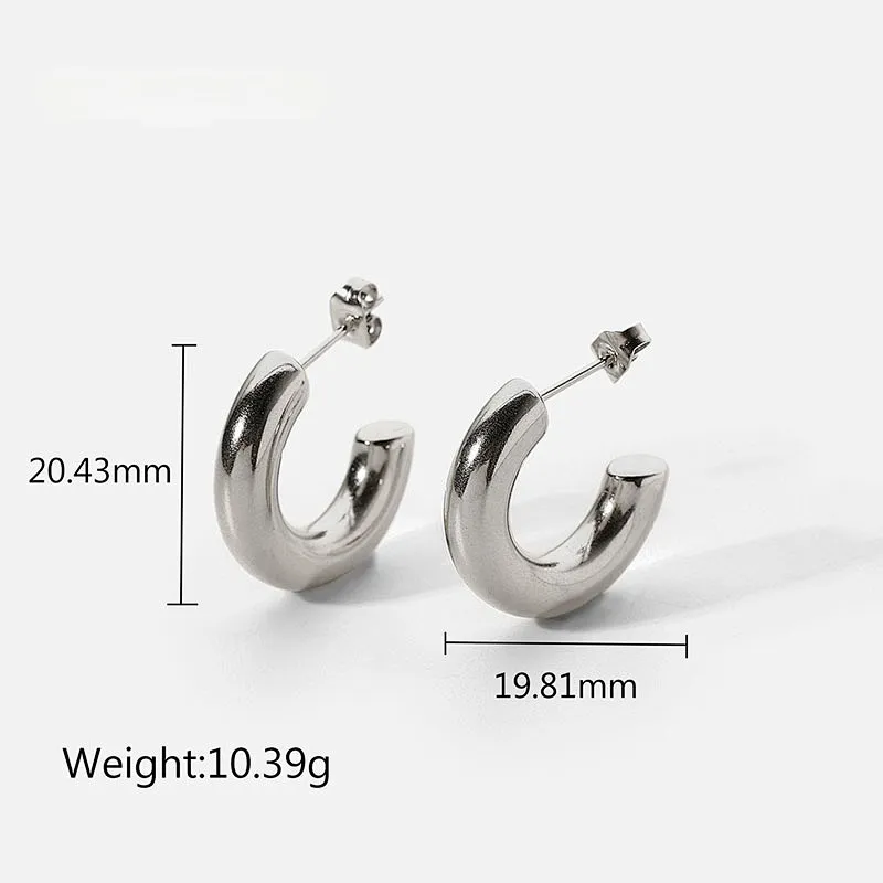 Simple Titanium Steel Gold Post Hoops Earrings Customize