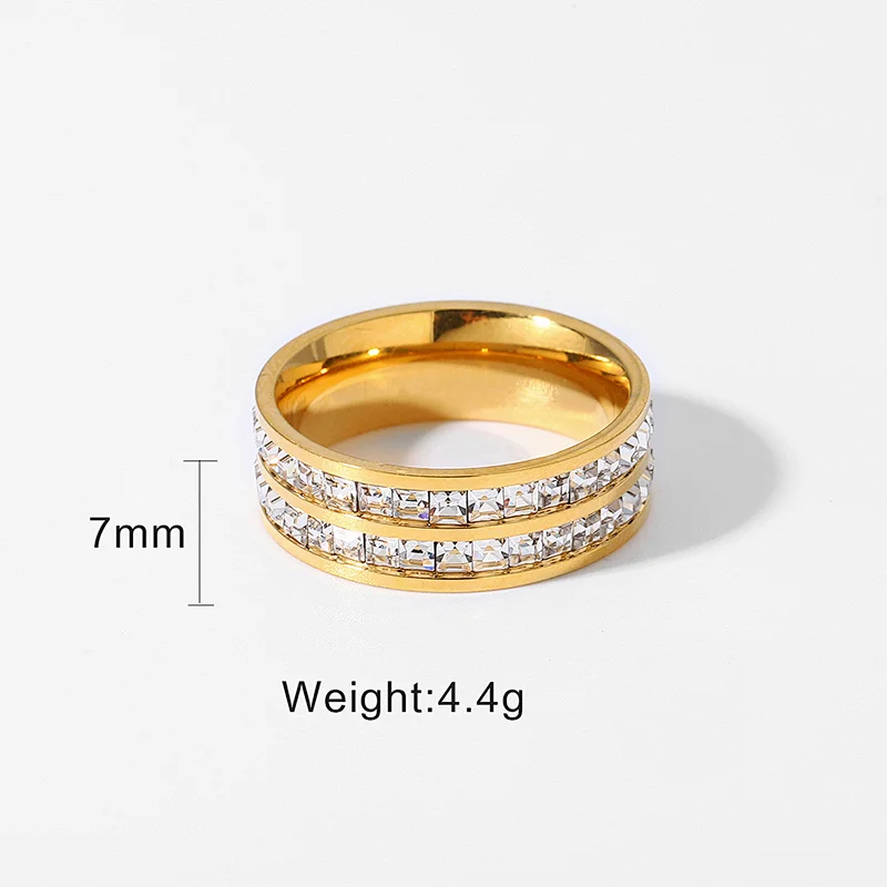 Fashion 18K Gold Plated Stainless Steel Zircon Ring Jewelry