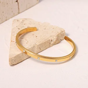 Simple Zircon Bracelet Stainless Steel Open Bracelet