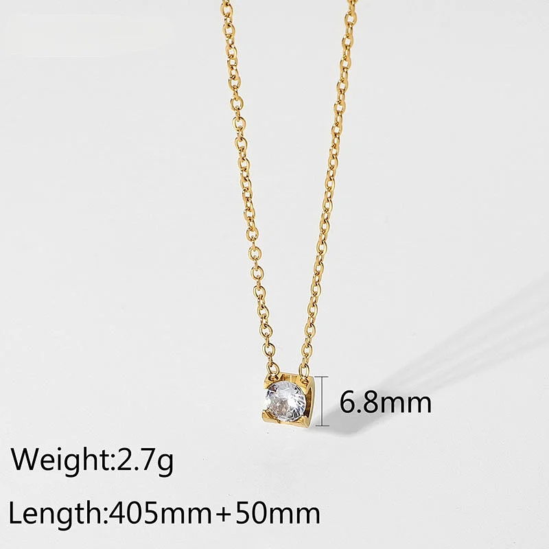 Simple Cz Diamond Small Pendant Women Necklace Custom