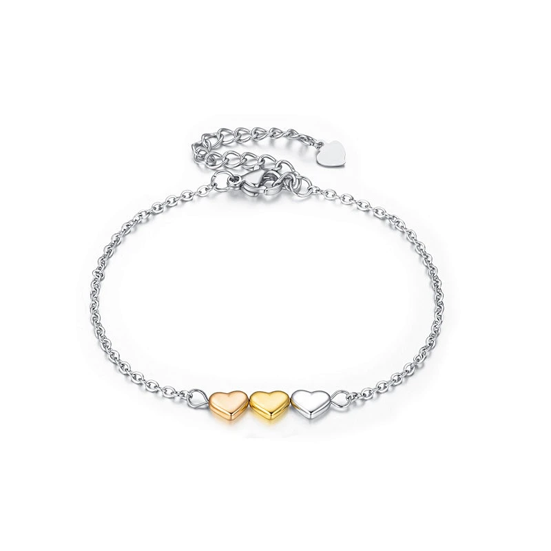 Stainless Steel Tricolor Heart Bracelet Export