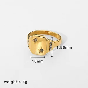 Simple Steel Ring Gold Star Zircon Ring Jewelry Wholesale