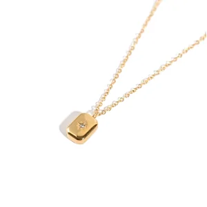 18K Gold Plated Zirconia Drop Eight Awn Star Pendant Necklace