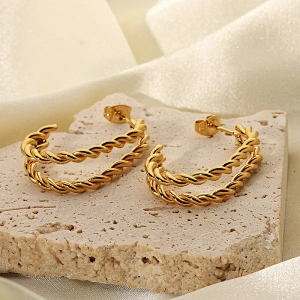Popular Geometric Stainless Steel Twist Earrings Jewelry