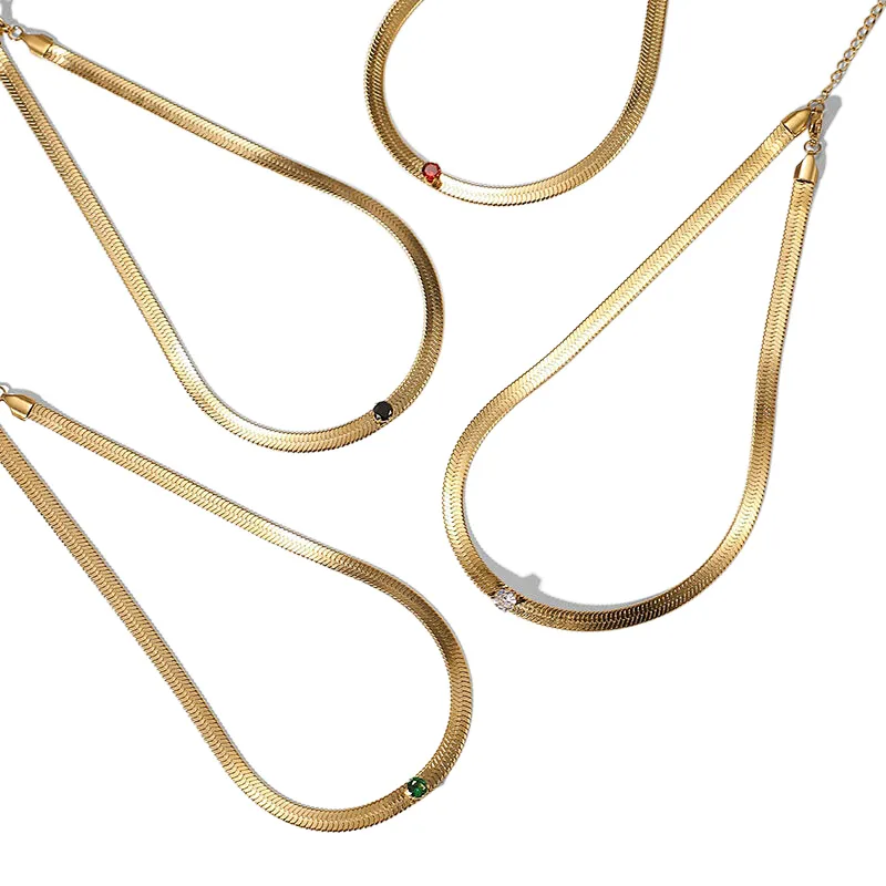 Simple Stainless Steel Jewelry Rectangular Color Necklace
