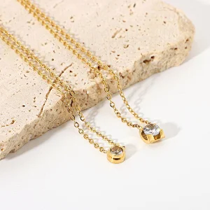 Simple Cz Diamond Small Pendant Women Necklace Custom