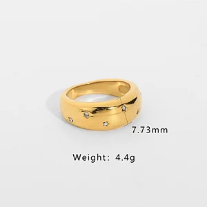 Titanium Steel Ring 18K Gold Plated Steel Women's Zircon Ring