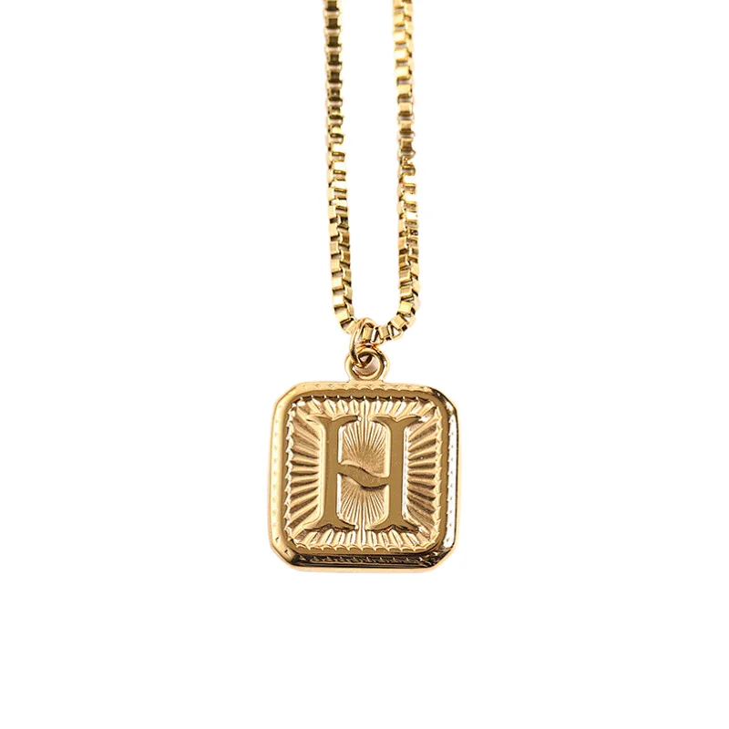 Gold Stainless Steel 26 Letter Charm Necklace Series
