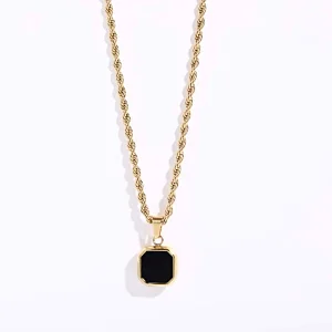 18K Gold Plated Steel Cat Eye Stone Twist Chain Necklace