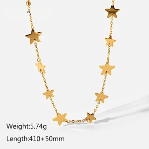 Basic 18K Gold Plated Pentagram Handmade Necklace Wholesale