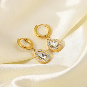 Fashion Metal Jewelry Zircon Hoop Earrings Charm Women