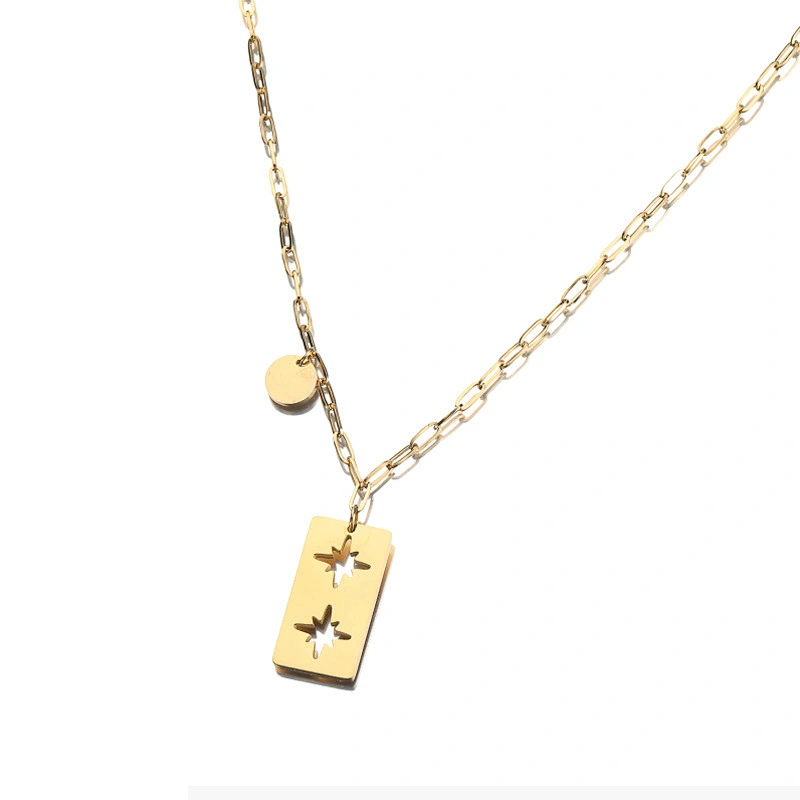 Trend Double Hollow Star Pendant Necklace Customize