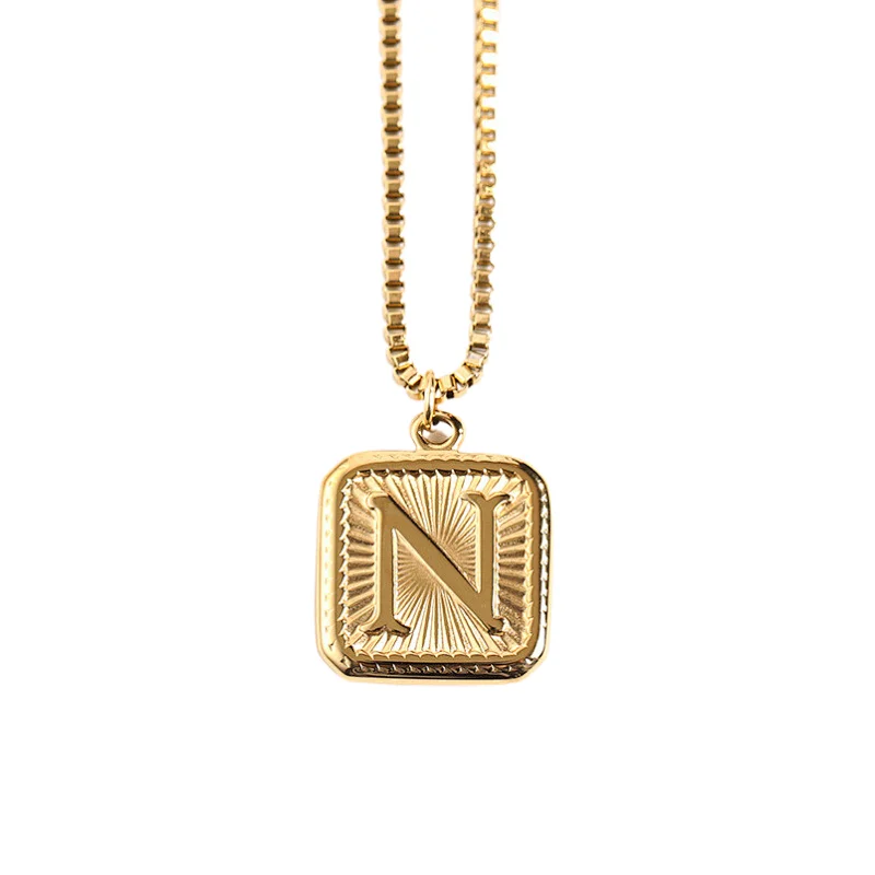 Gold Stainless Steel 26 Letter Charm Necklace Series