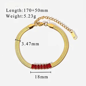 18K Gold Stainless Steel Rectangular Zircon Women Bracelet