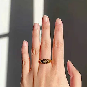 Stainless Steel Ring Fashion Engrave Geometric Pattern Ring