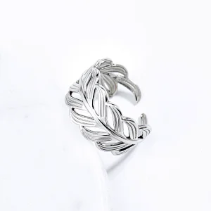 Feather Shaped Stainless Steel Rings For Women