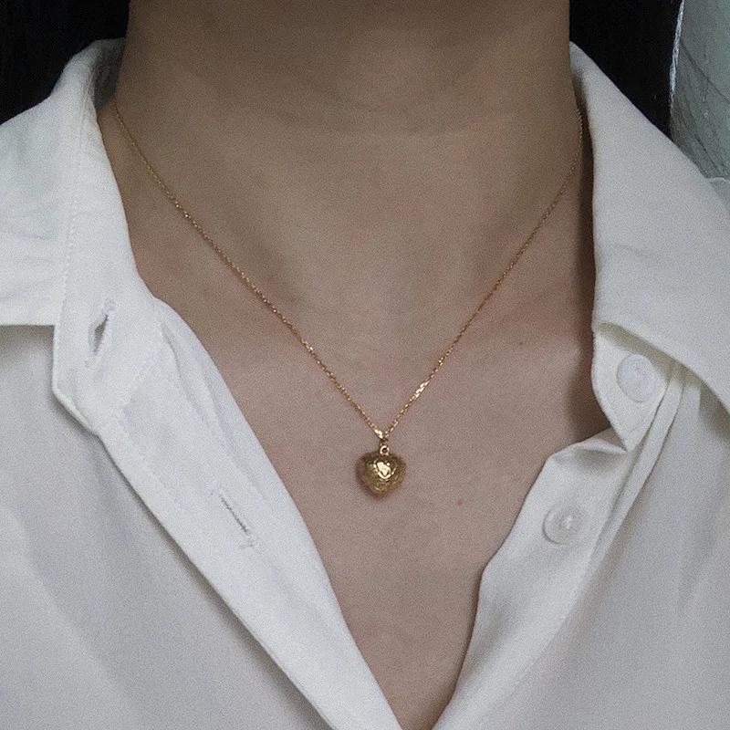 Shell Heart Charm Pendant Chain Stainless Steel Necklace