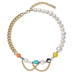 Smile Face Yin And Yang Bead Dice Stainless Steel Bracelet