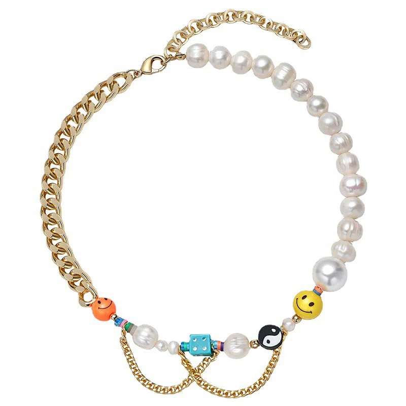 Smile Face Yin And Yang Bead Dice Stainless Steel Bracelet