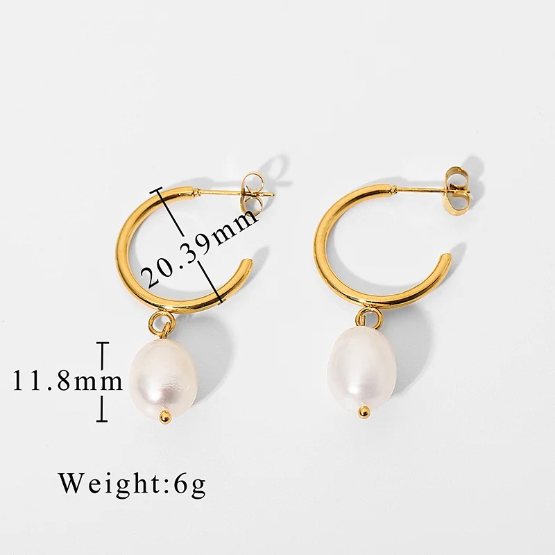 Retro Freshwater Pearls Earrings C Shape Earrings Women