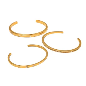 Simple Zircon Bracelet Stainless Steel Open Bracelet