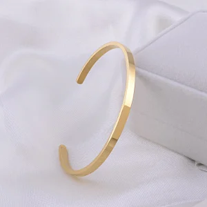 Simple Basic Gold Stainless Steel Bracelet