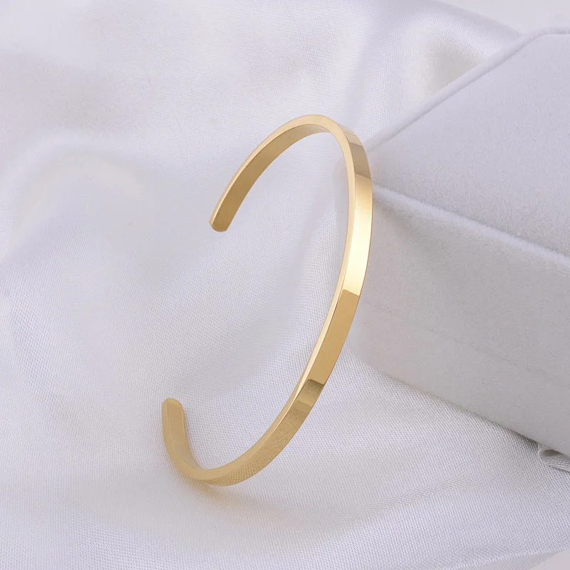 Simple Basic Gold Stainless Steel Bracelet