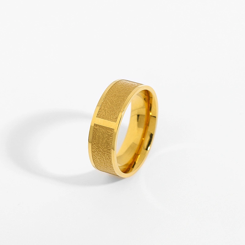Titanium steel plating 18K Ring Embossed Design Ring
