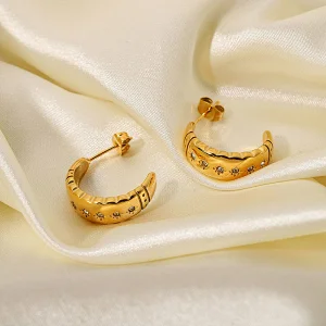 Women Eight Awn Star Crystal Steel Post Earrings Customize